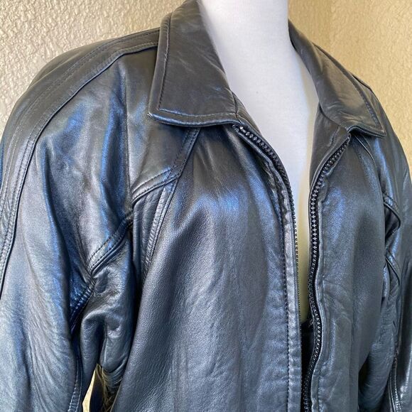 Vintage Andrew Marc Black Leather Jacket Small - Picture 3 of 15